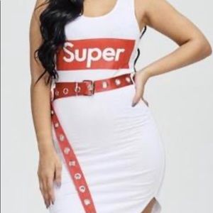 Super Red Belted Tank Dress